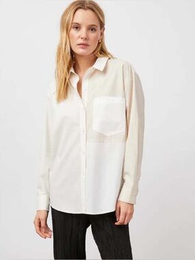 Rails Arlo Shirt in Ivory Tan Color Block size XS